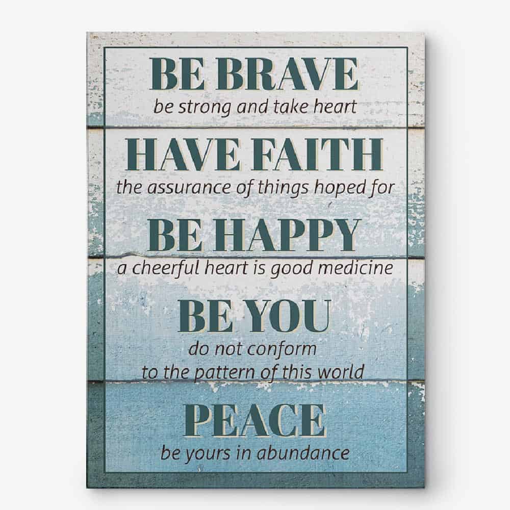 be brave wall art canvas print - inspirational sign