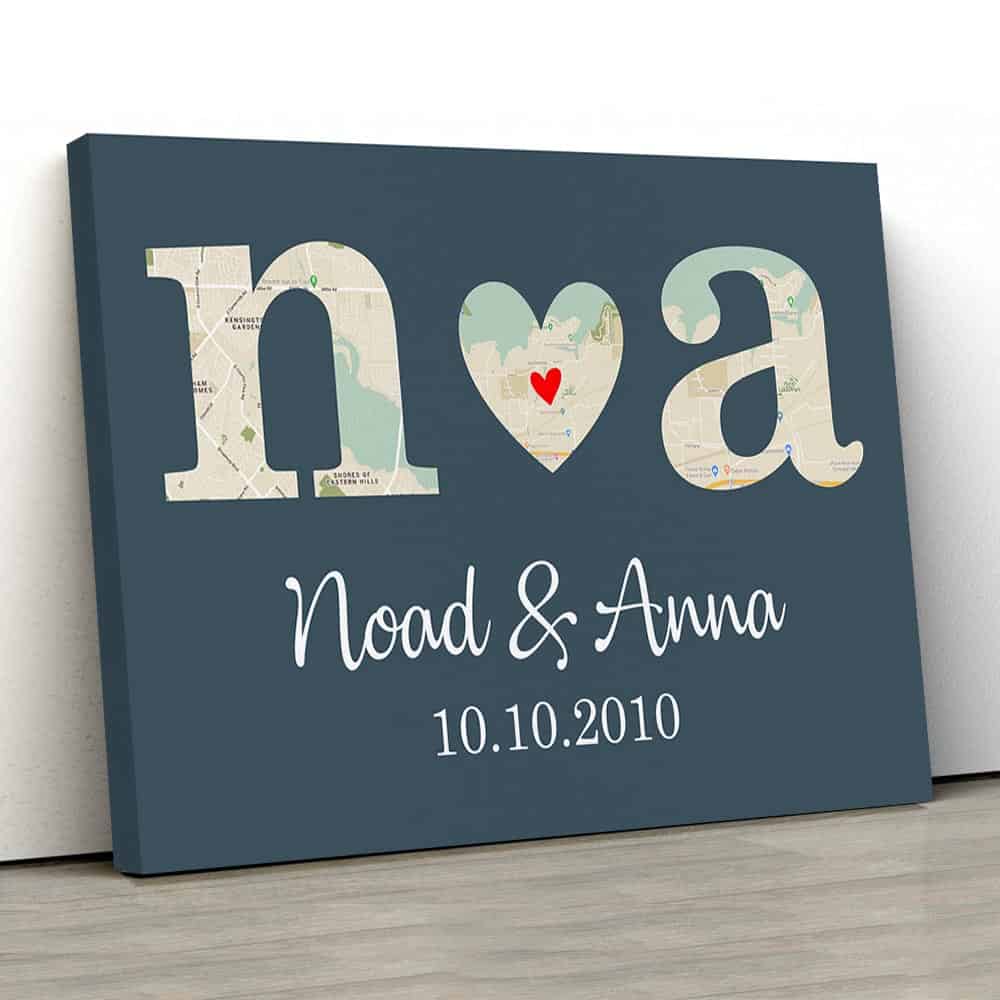 custom map letters canvas print