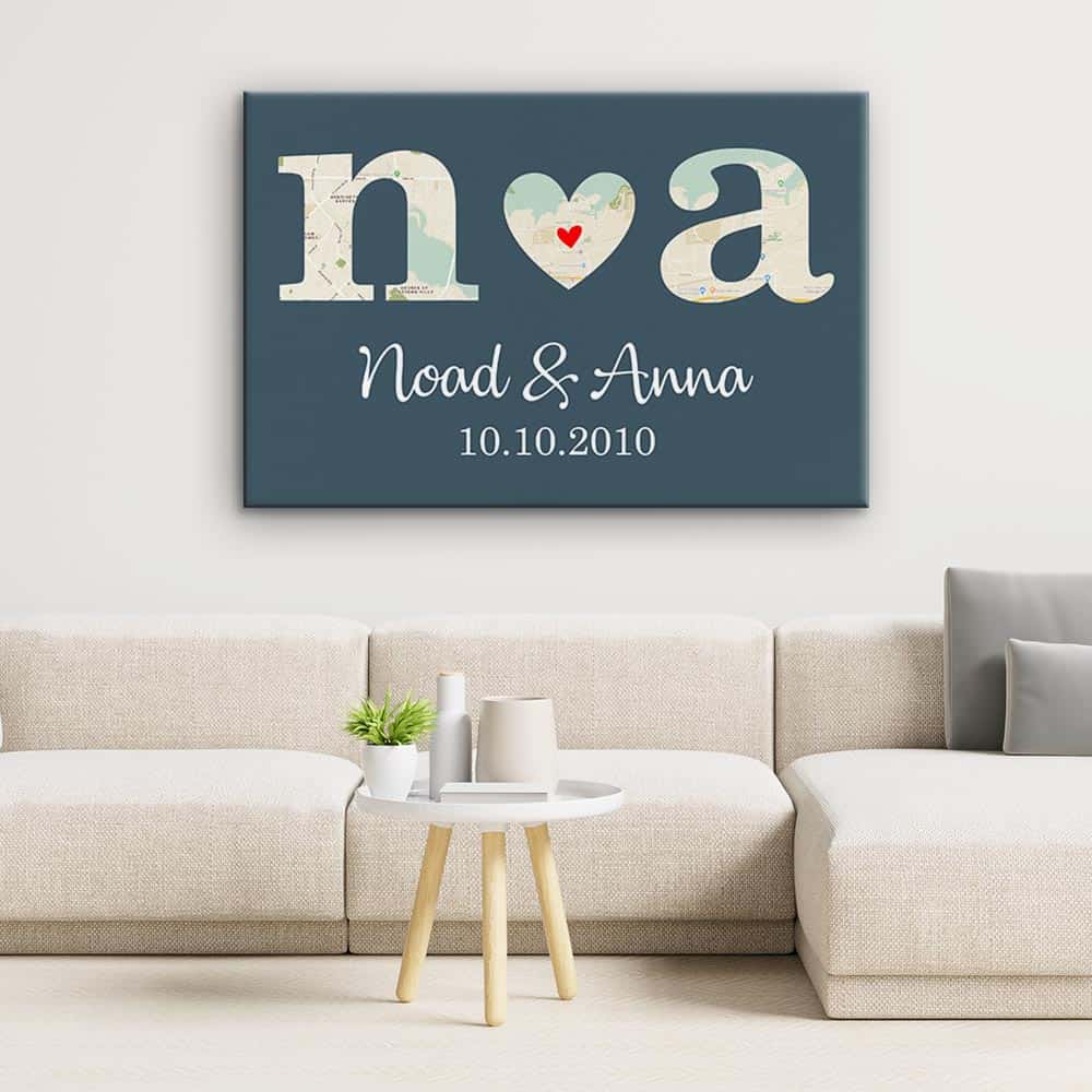custom map letters canvas print