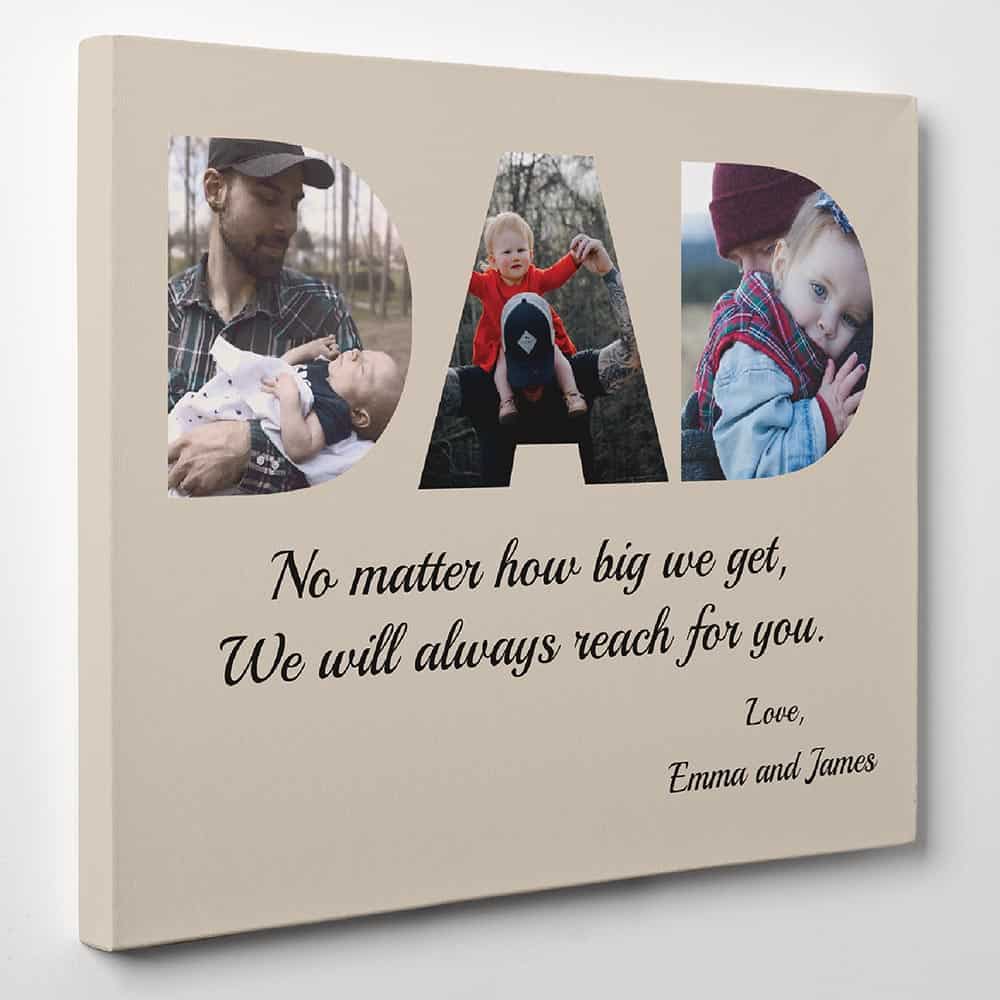 DAD Custom 3 Photo Canvas Gift