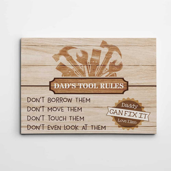 Dad Tool Rules Custom Canvas Print