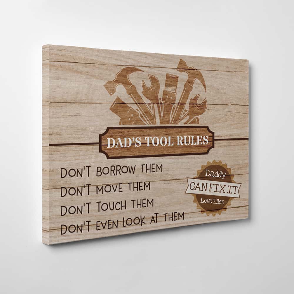 Dad Tool Rules Custom Canvas Print