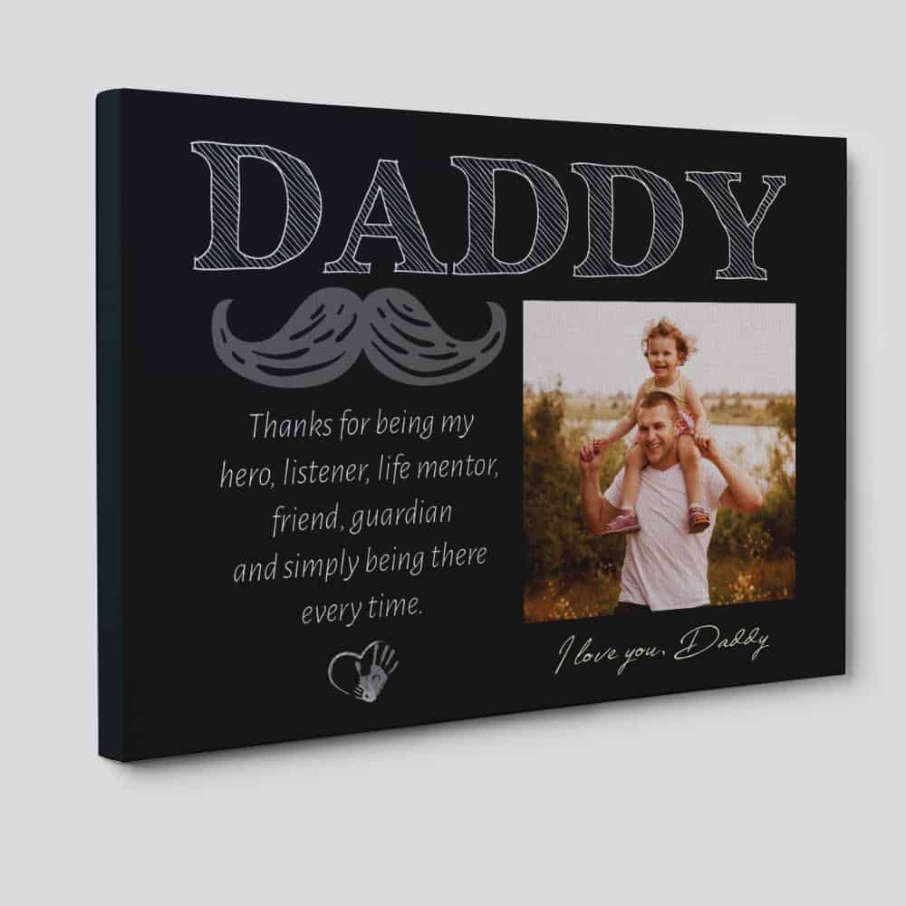 Daddy Thanks For Being My Hero Custom Photo Canvas Print