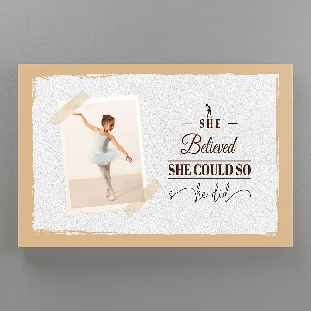 she believed she could so she did custom photo canvas white brick