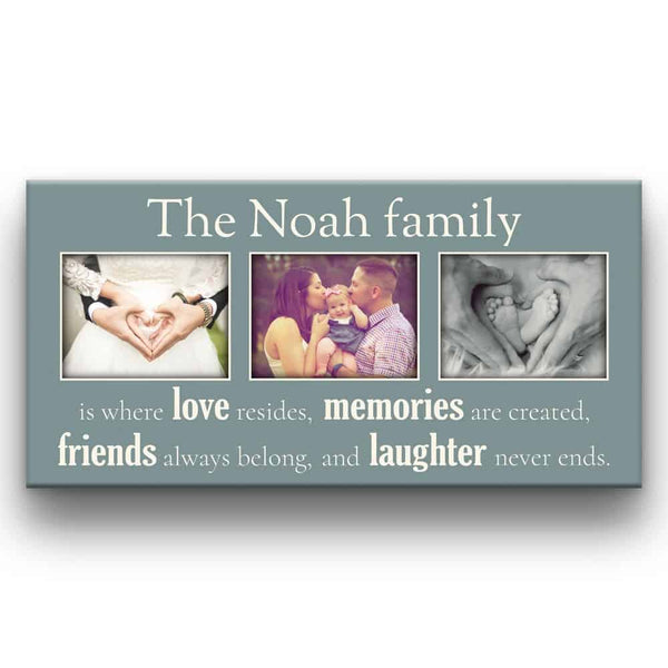 Family Is Where Love Resides Custom 3 Photo Canvas Print