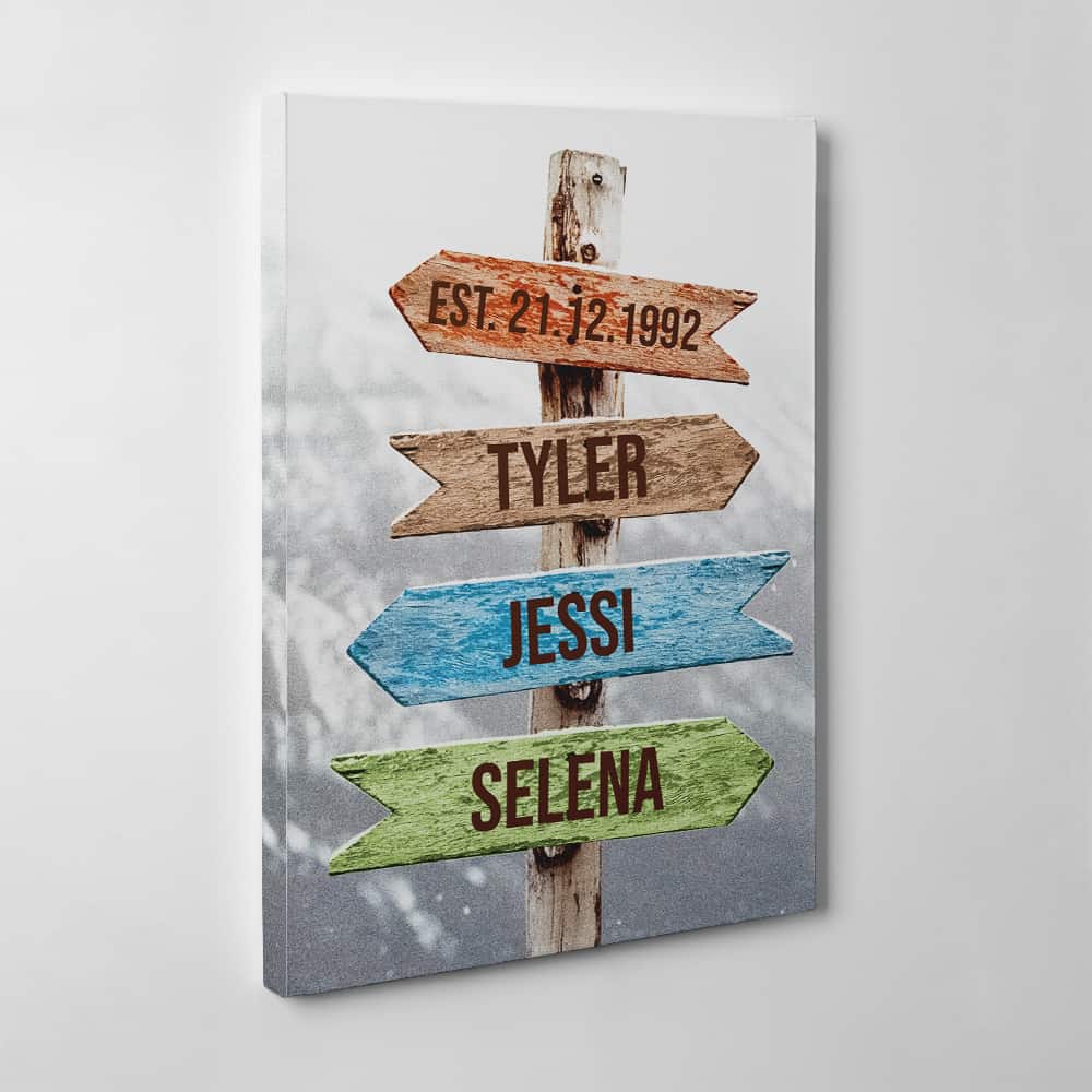 Family Street Sign Custom Canvas Print - Mountain