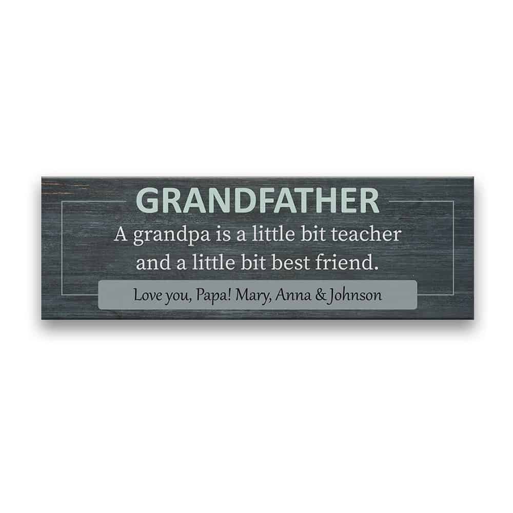 A Grandpa is a Little Bit Teacher and a Little Bit Best Friend Custom Name Canvas Print