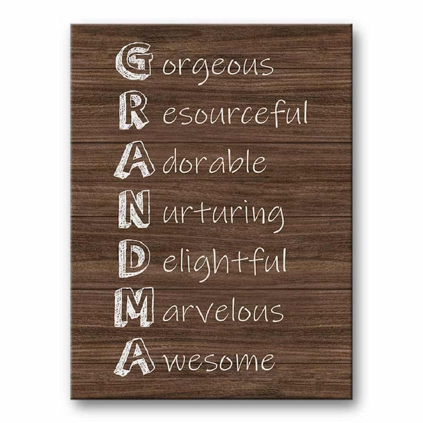 Grandma Acrostic Poem Canvas Print – Gift for Grandma