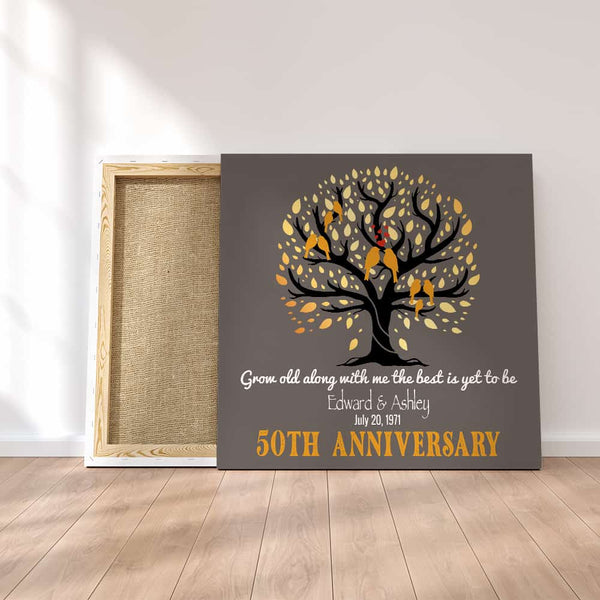 50th Anniversary Family Tree Custom Canvas – Grow Old Along With Me, The Best Is Yet To Be