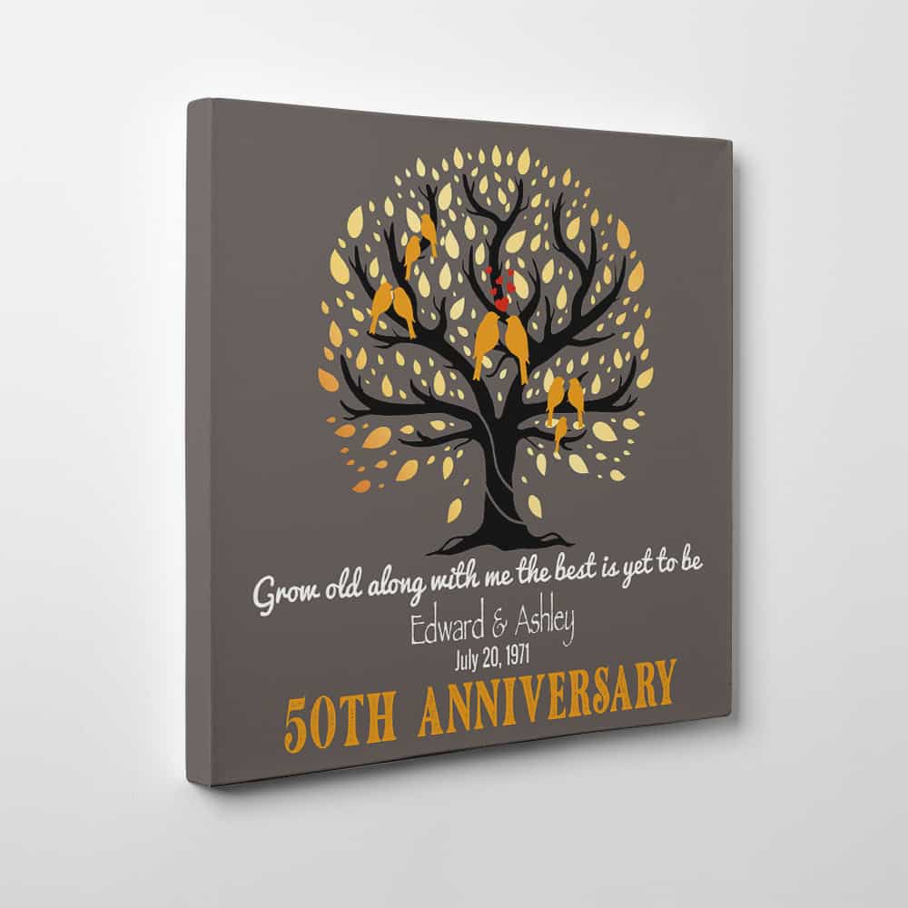 50th Anniversary Family Tree Custom Canvas – Grow Old Along With Me, The Best Is Yet To Be