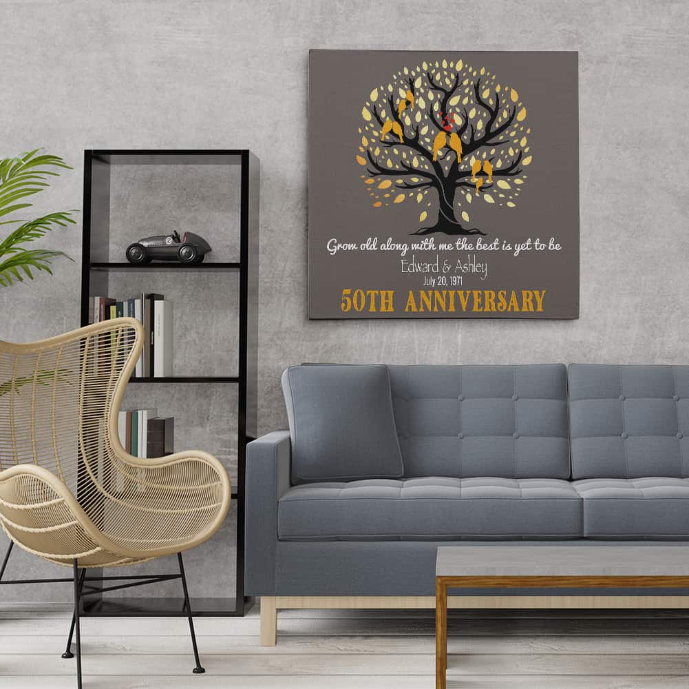 50th Anniversary Family Tree Custom Canvas – Grow Old Along With Me, The Best Is Yet To Be