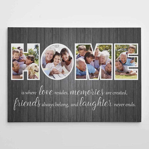 HOME is Where Love Resides Custom 4 Photo Canvas