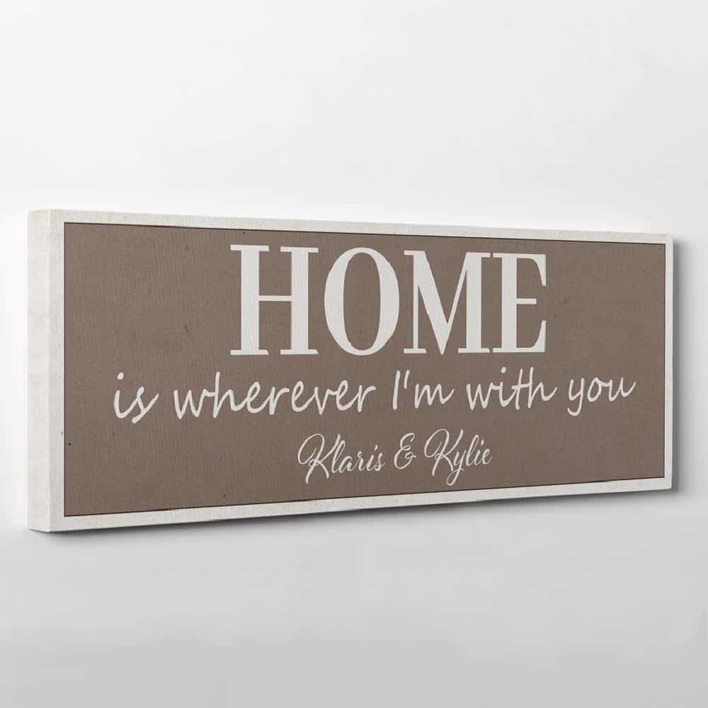 Home Is Wherever I’m With You Custom Map Shape Photo Canvas Print