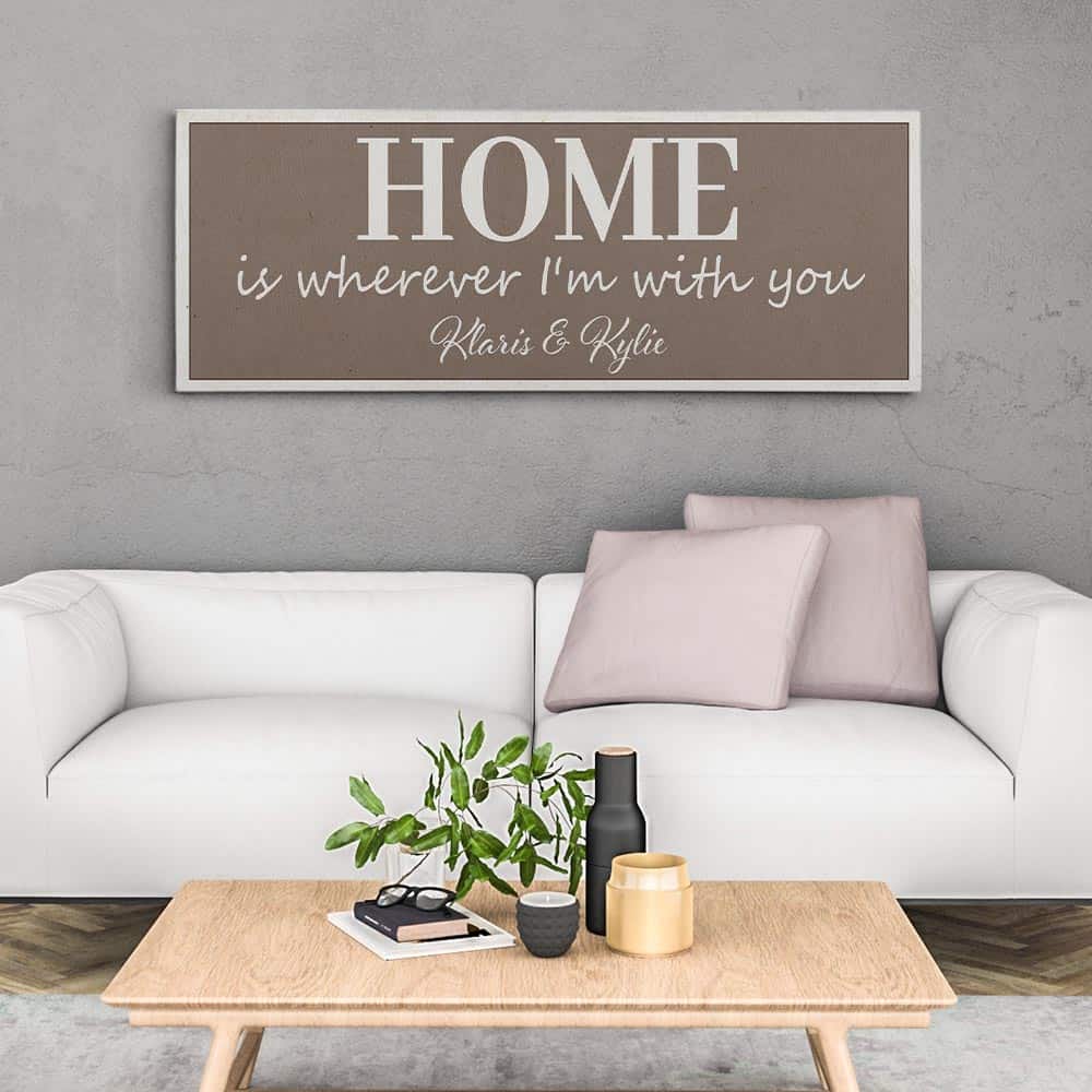 Home Is Wherever I’m With You Custom Map Shape Photo Canvas Print