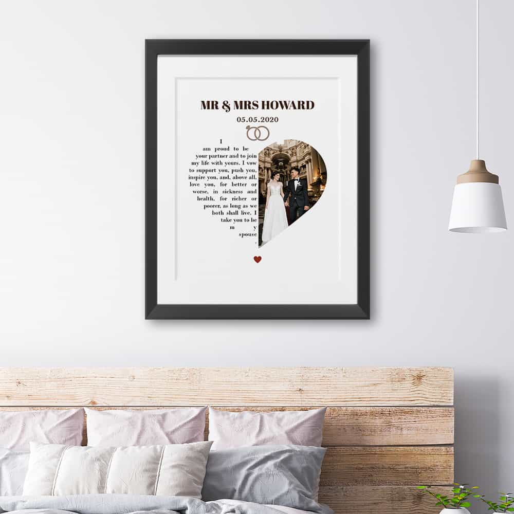 Newlyweds Wedding Vows Anniversary Photo Framed Print
