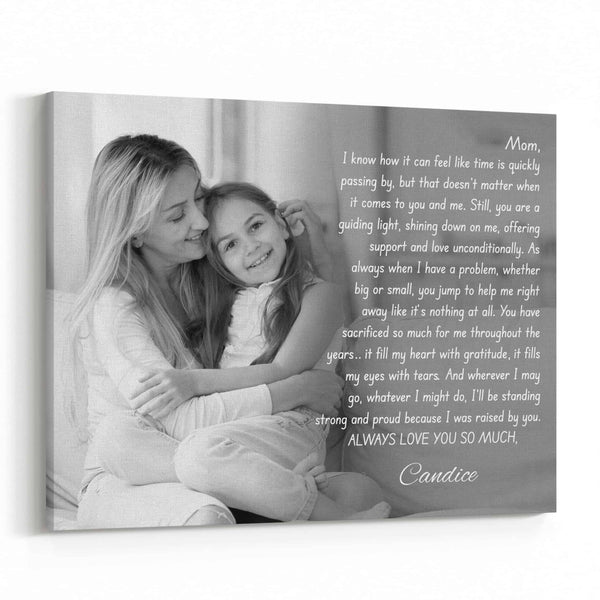 Mom Poem Custom Black and White Photo Canvas Print