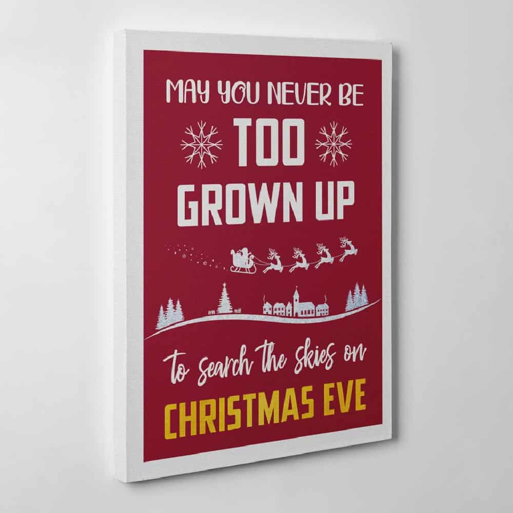May You Never Be Too Grown Up To Search The Skies On Christmas Eve Canvas Print