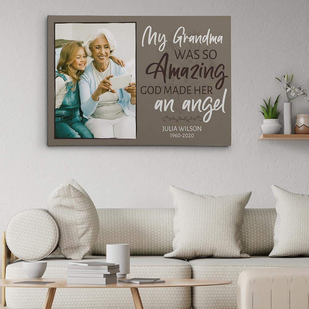 “My Grandma Was so Amazing, God Made Her An Angel” Custom Photo Canvas Print
