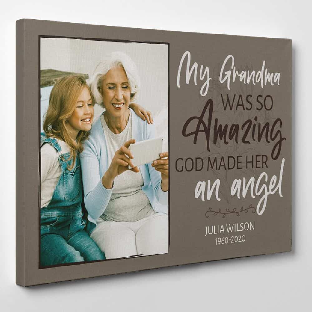 “My Grandma Was so Amazing, God Made Her An Angel” Custom Photo Canvas Print