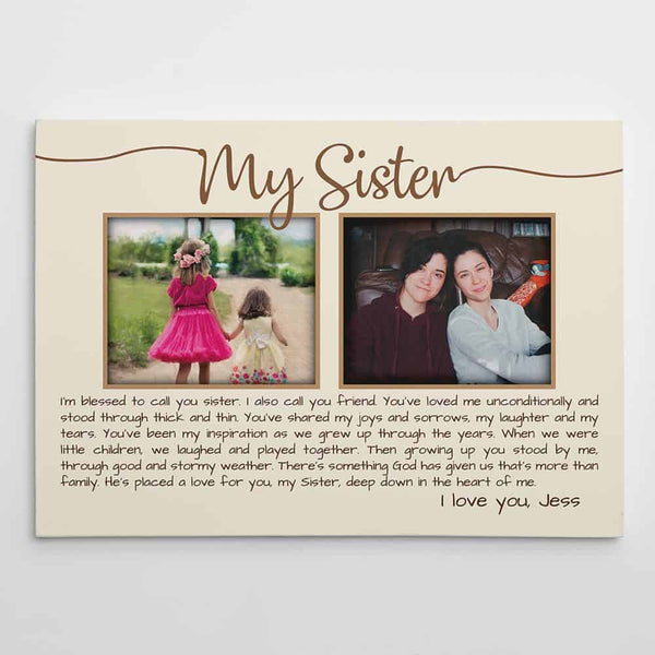 Sister quote custom photo canvas gift – My Sister 2 photos