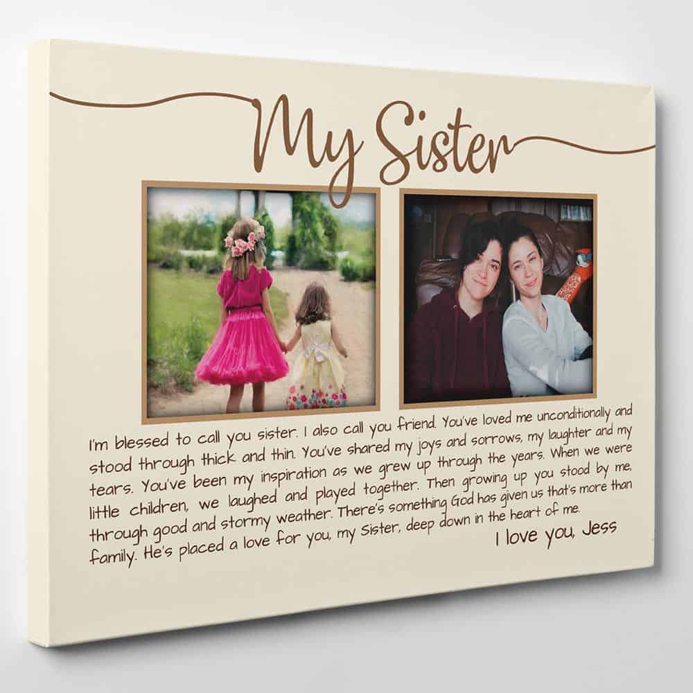 My Sister quote custom photo canvas gift