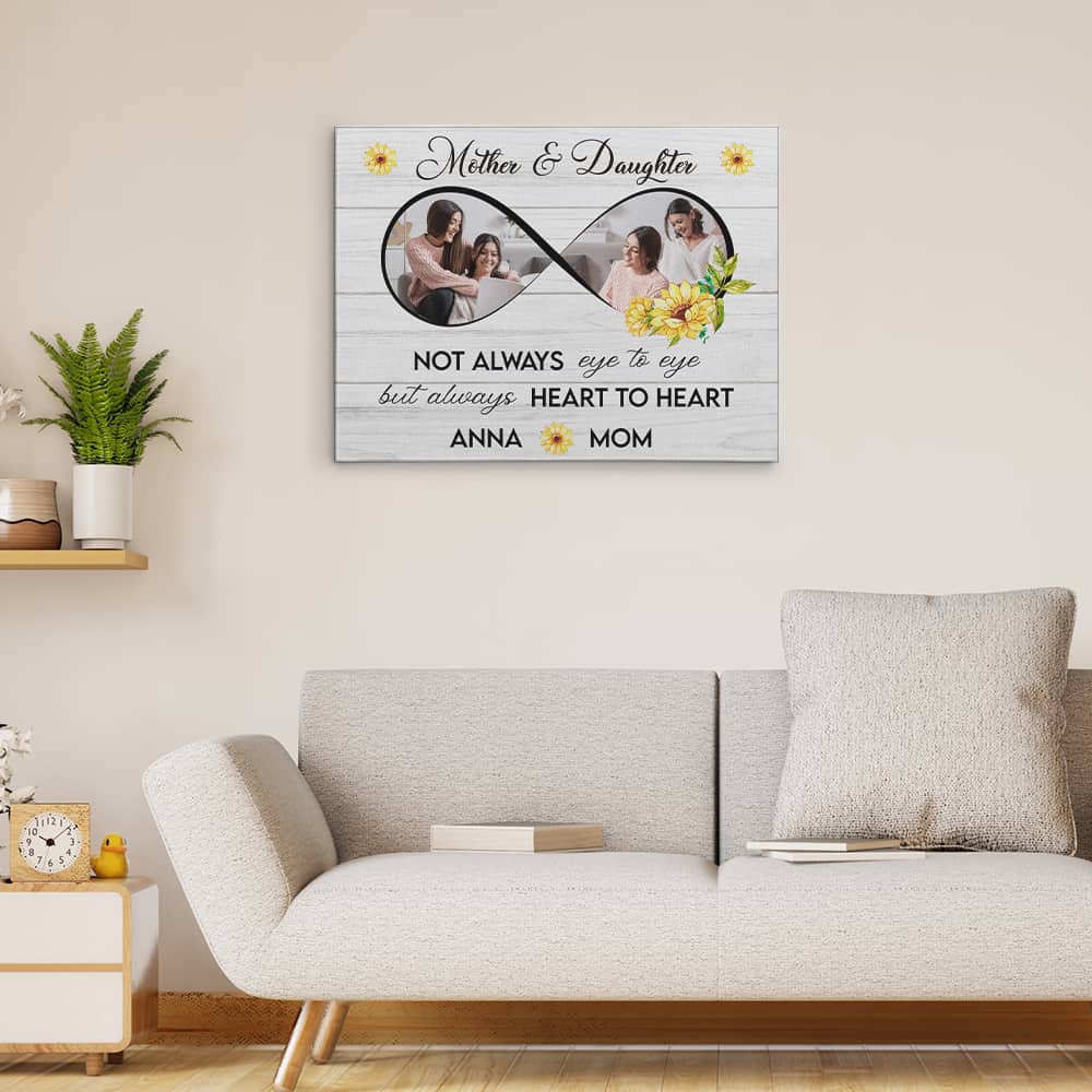 Mother And Daughter Not Always Eye To Eye But Always Heart To Heart Photo Canvas Print
