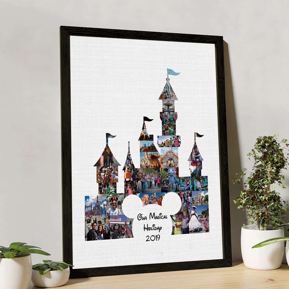 Our Magical Holiday Photo Collage Canvas Print with black frame