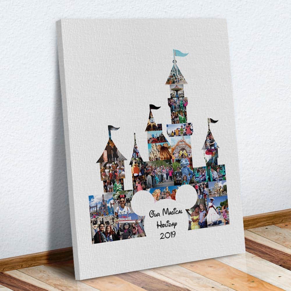 Our Magical Holiday Photo Collage Canvas Print on the floor