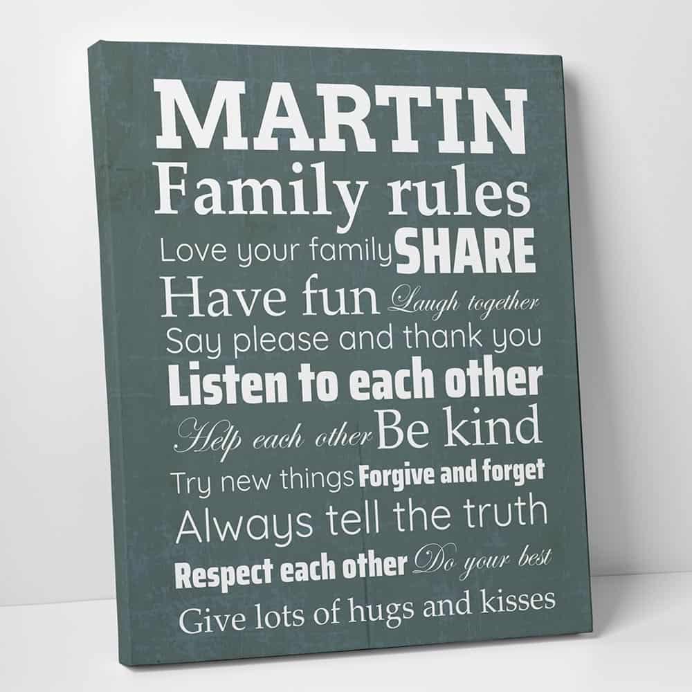 Family Rules Custom Canvas Sign - Love Your Family