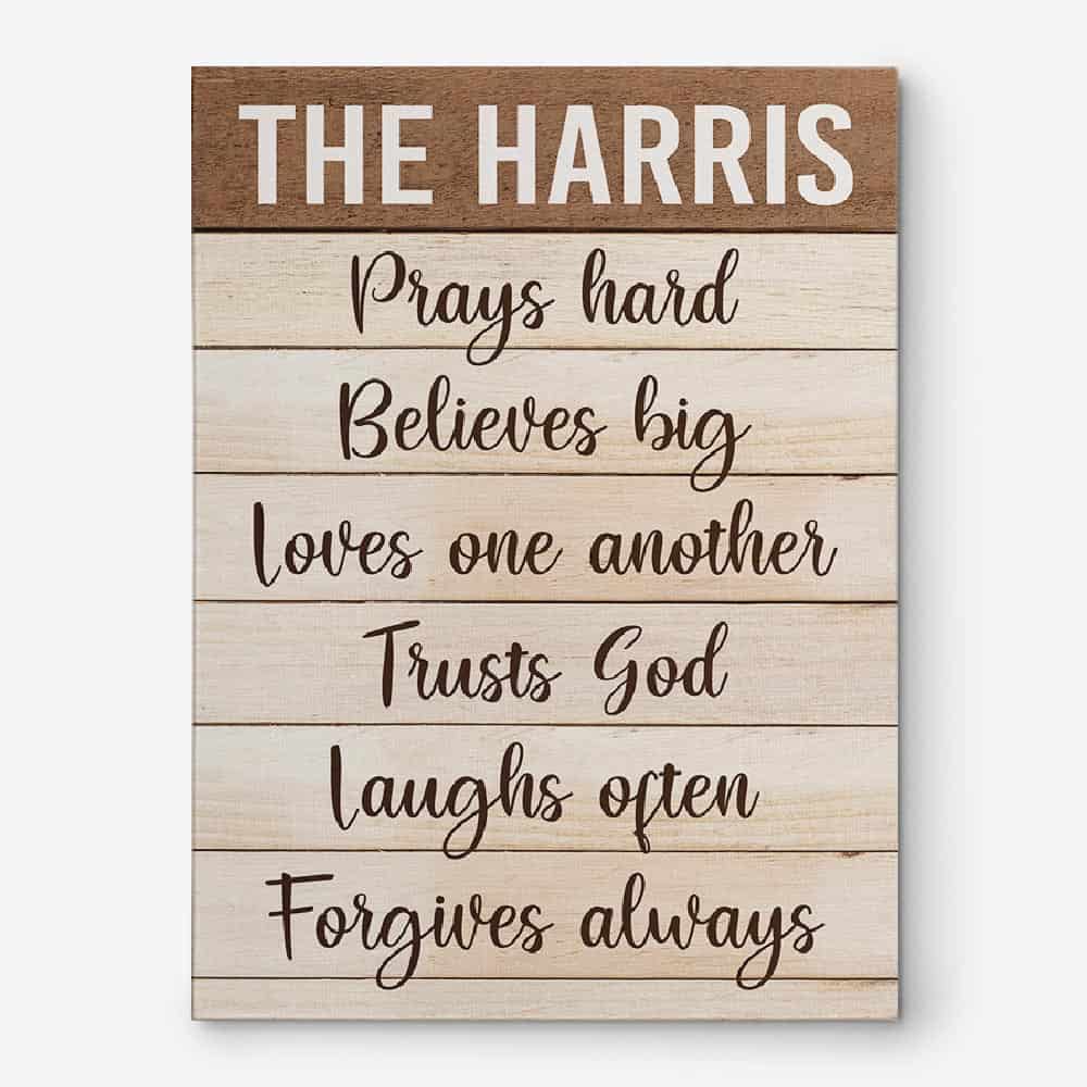 Family Prays Hard Believes Big Loves Wall Art