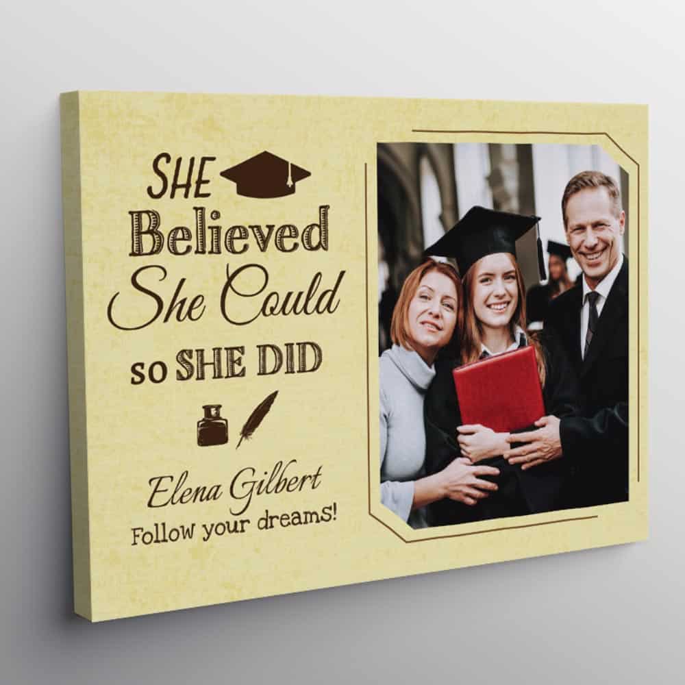 She Believed She Could So She Did Graduation Custom Canvas Print