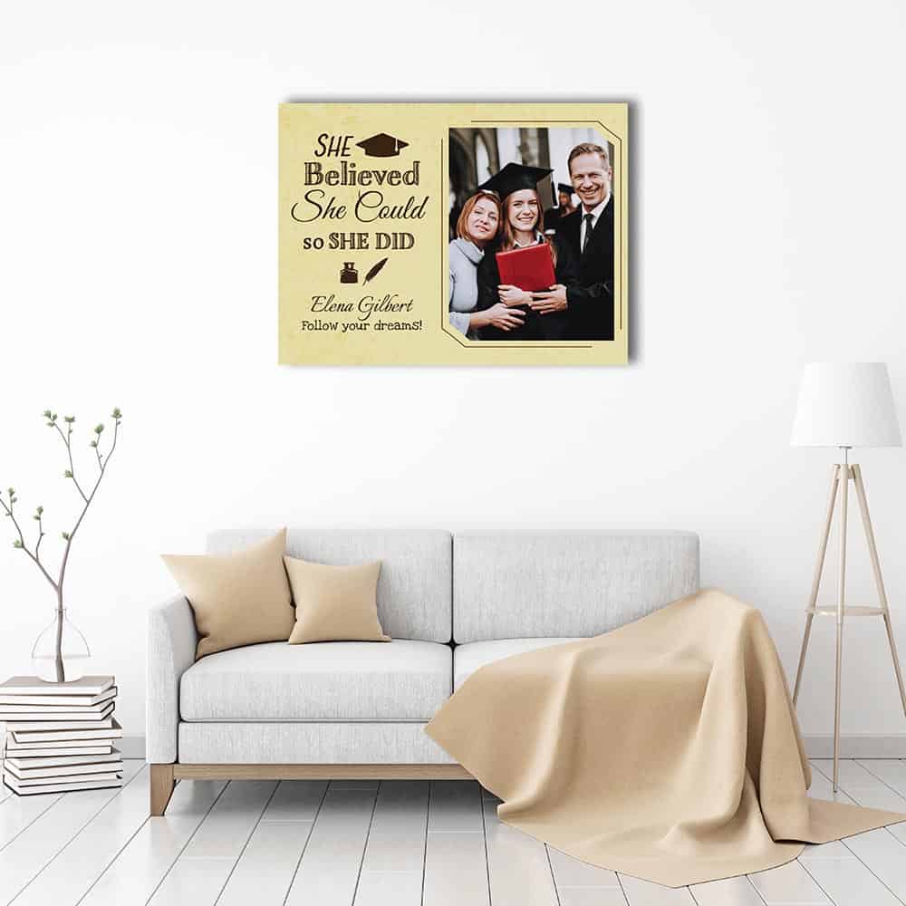 She Believed She Could So She Did Graduation Custom Canvas Print