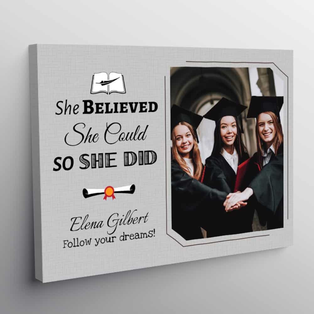 She Believed She Could So She Did Graduation Custom Canvas Print
