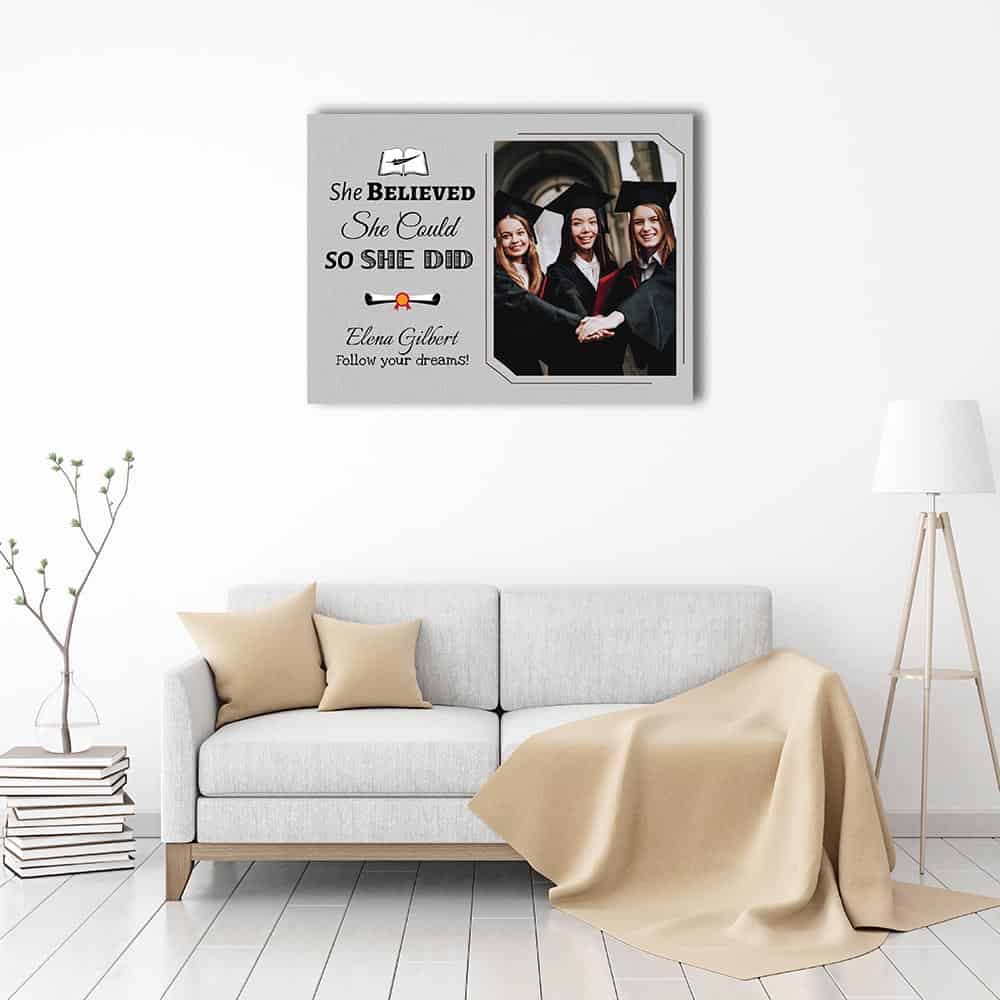 She Believed She Could So She Did Graduation Custom Canvas Print
