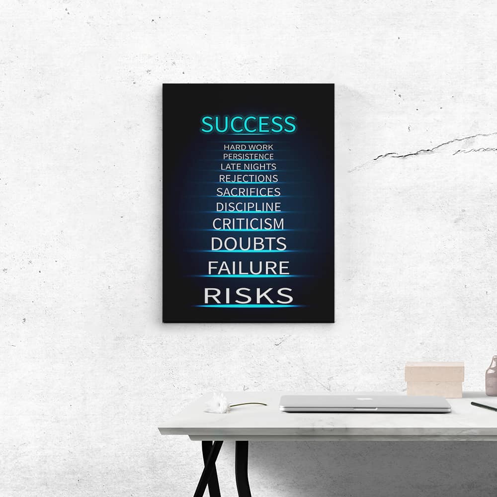 "Success: Hard Work- Persistence - Late Nights" Motivational Canvas Print