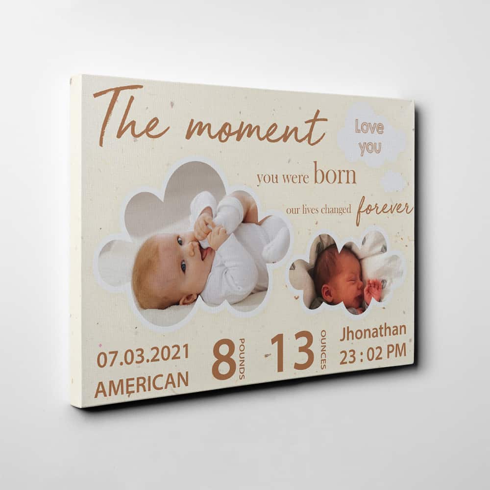 The Moment You Were Born Our Lives Changed Forever Custom Canvas Print