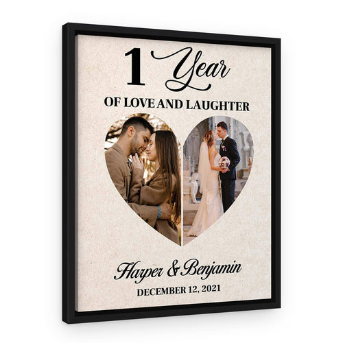 1 Year Of Love And Laughter Custom Photo Canvas Print – Black Floating Frame