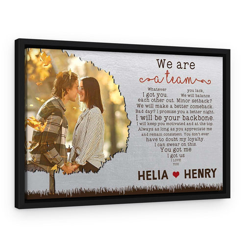 10th Anniversary “We Are A Team” Custom Photo Canvas – Black Floating Frame