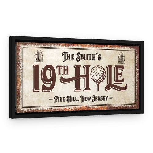 19th Hole Golf Canvas Print – Black Floating Frame