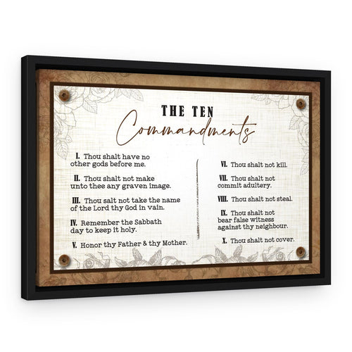 10 Commandments Wall Art Canvas Print – Black Floating Frame