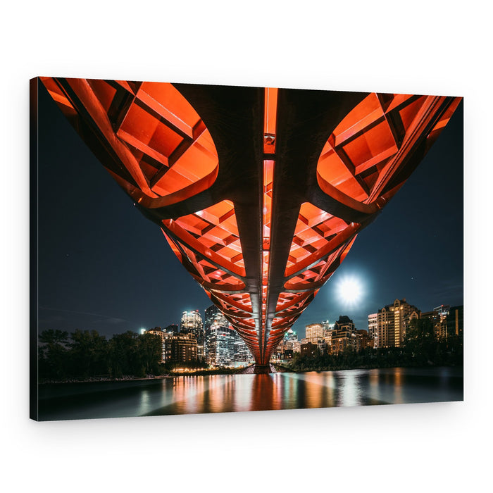 Moonlit City Bridge – Canvas Print