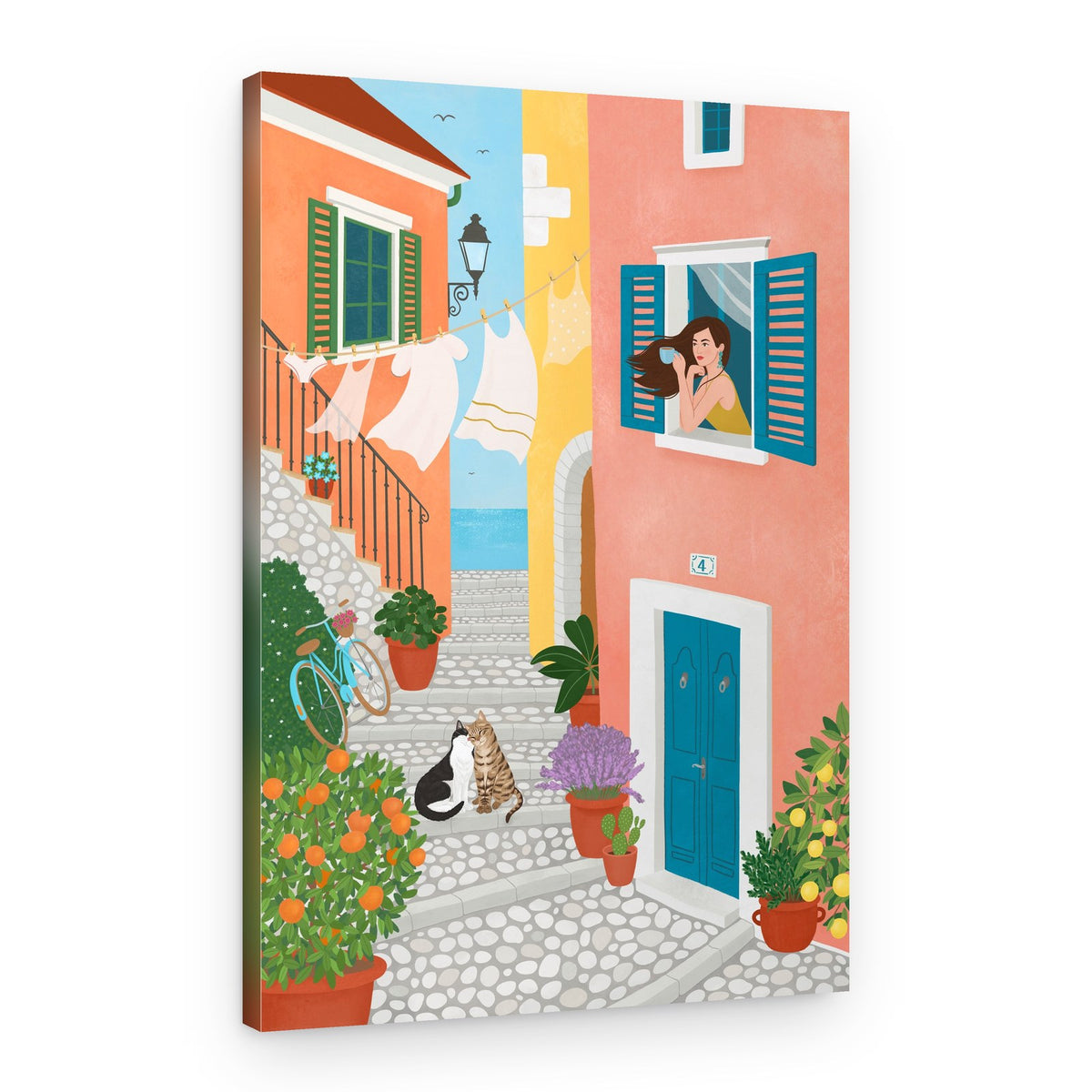 Charming Mediterranean Street Life – Canvas Print