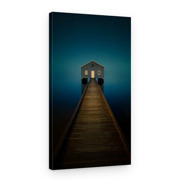 Solitary Boathouse Pier – Canvas Print