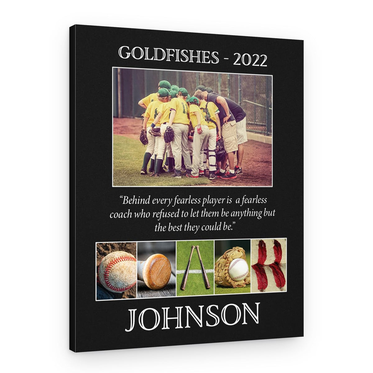 Team Gift for Baseball Coach Custom Photo Canvas Print – Canvas Print – Design B