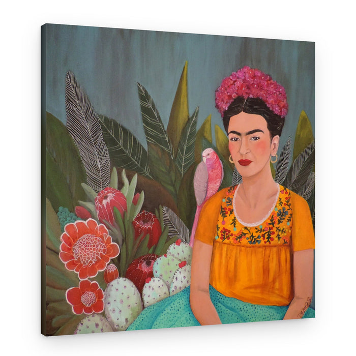 Frida with Pink Bird – Canvas Print