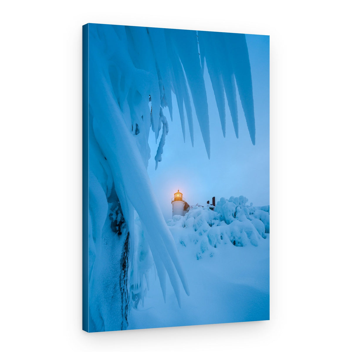 Icy Winter Lighthouse – Canvas Print