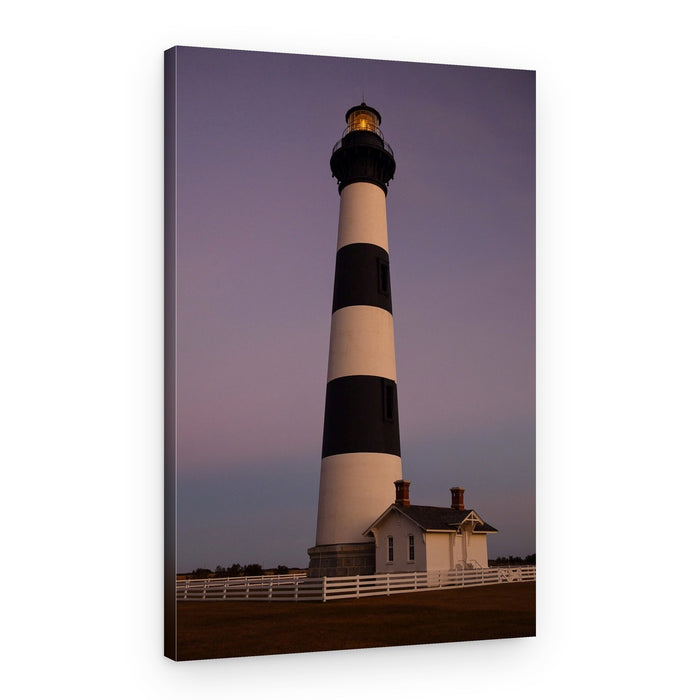 Striped Lighthouse Twilight – Canvas Print