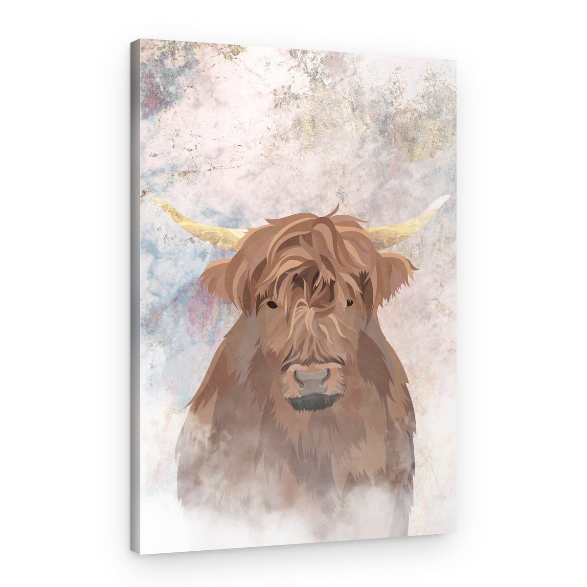 Misty Highland Cow – Canvas Print