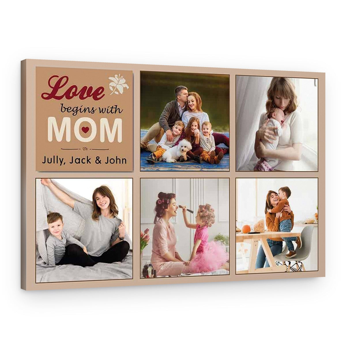 Love Begins With Mom Photo Collage Canvas Print – Canvas Print
