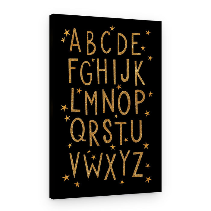 Golden Alphabet Stars – Canvas Print